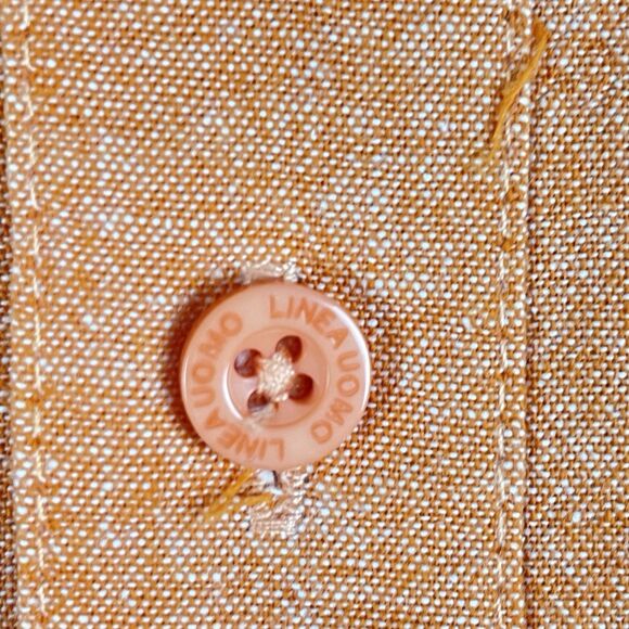 Linea Uomo Linen Short Sleeve Button Down Shirt Men’s 2XL Orange Relax Safari - Picture 8 of 16